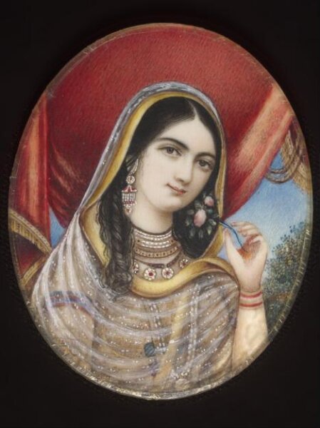 Unknown, One of eleven bust portraits depicting Mughal ladies and princesses.