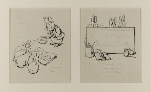 Potter, Beatrix, Design for the endpaper of Peter Rabbit's Painting Book