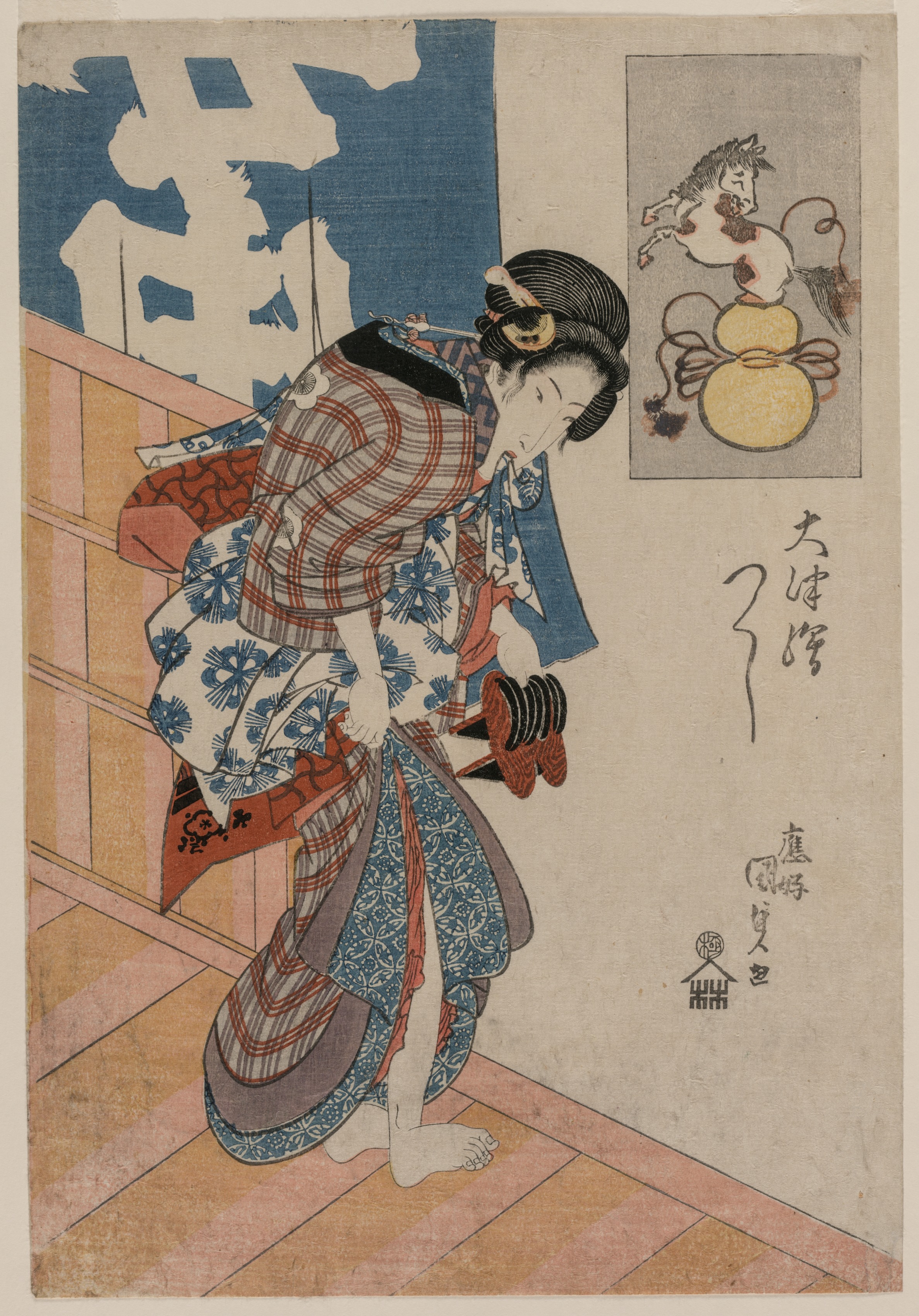 Utagawa Kunisada, Woman Leaving a Bath House (from the series Pictures from Otsu)