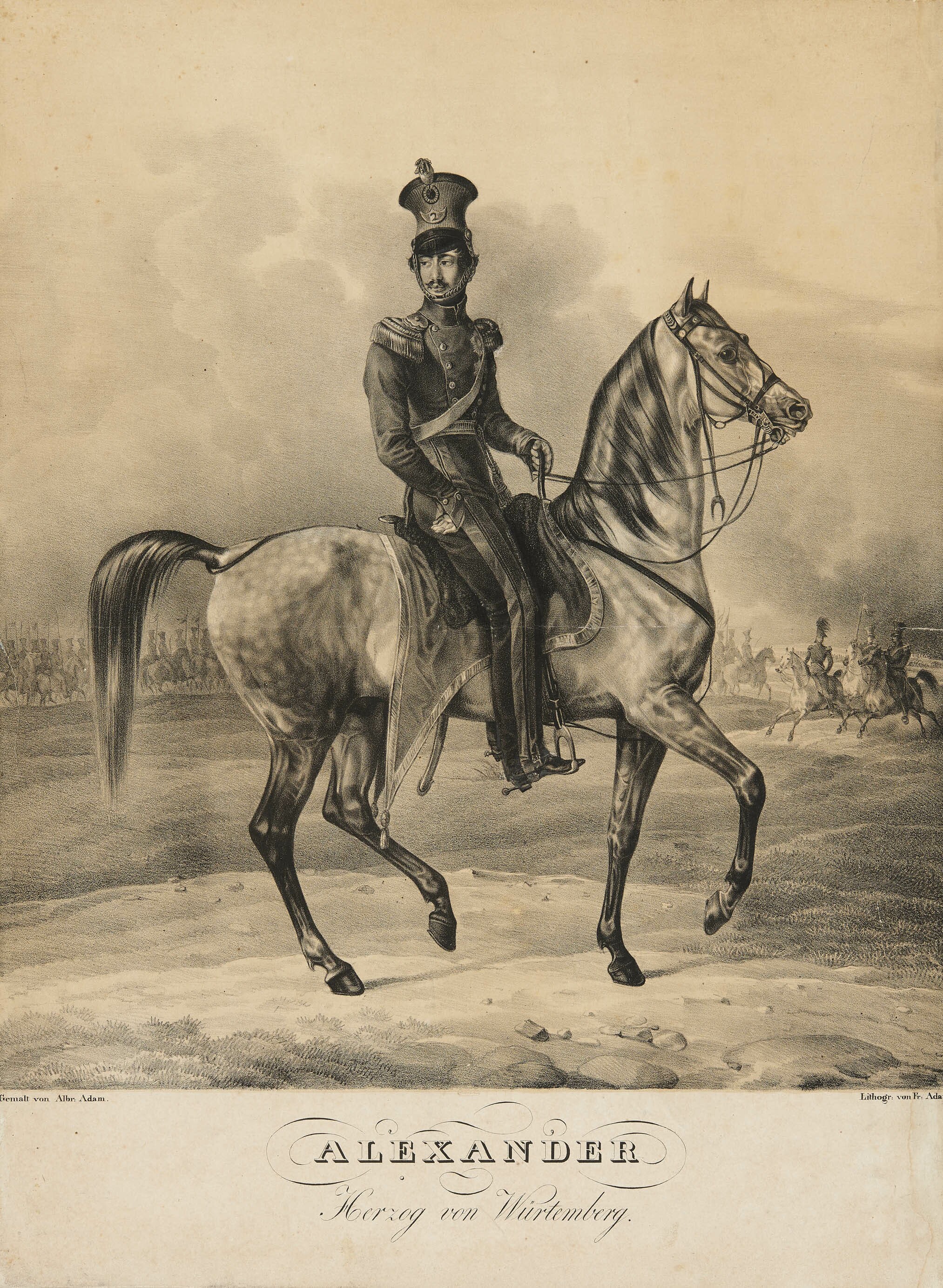 Stuttgart) Ebner (Verlag, Reiterbildnis Graf Alexander Christian Friedrich von Württemberg