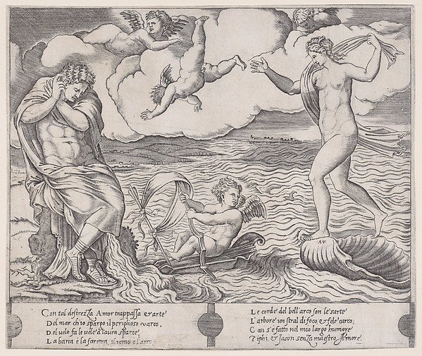 Agostino Veneziano (Agostino dei Musi), Eros in the Sea
