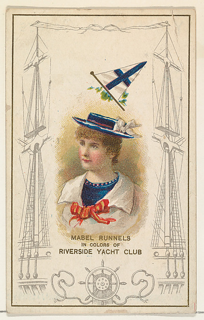W. Duke, Sons & Co., Mabel Runnels in Colors of Riverside Yacht Club, from the Yacht Colors of the World series (N140) issued by Duke Sons & Co. to promote Honest Long Cut Tobacco