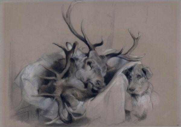 Edwin Landseer, Stag's Heads and Dog