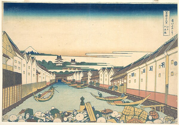 Katsushika Hokusai, Nihonbashi in Edo (Edo Nihonbashi), from the series Thirty-six Views of Mount Fuji (Fugaku sanjūrokkei)