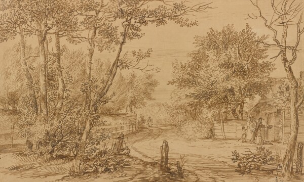 Jan Lievens, View of a Path in the Hague Forest, with Beggars at the Door of a Cottage