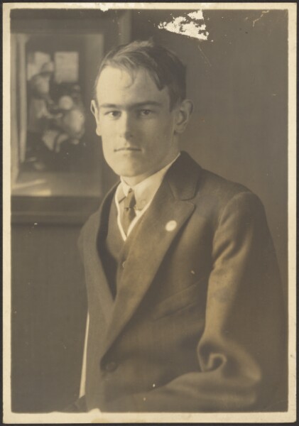 Louis Fleckenstein, [Portrait of a Man with Dutch Painting in Background]