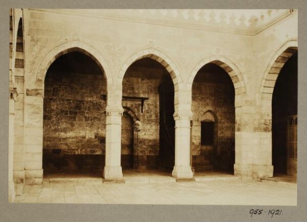 K.A.C. Creswell, The restored courtyard in the mosque of Mamluk Amir Qanibay al-Jarkasi (demolished), Cairo