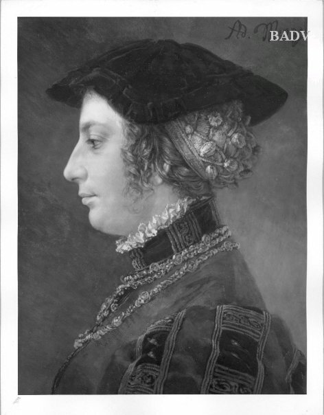 Adolph von Menzel, Brustbild einer Frau in Renaissancetracht