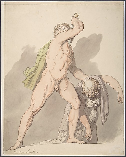Thomas Rowlandson, Standing Nude Man Supporting Fainting Female (Ludovisi Gaul in the Uffizi)