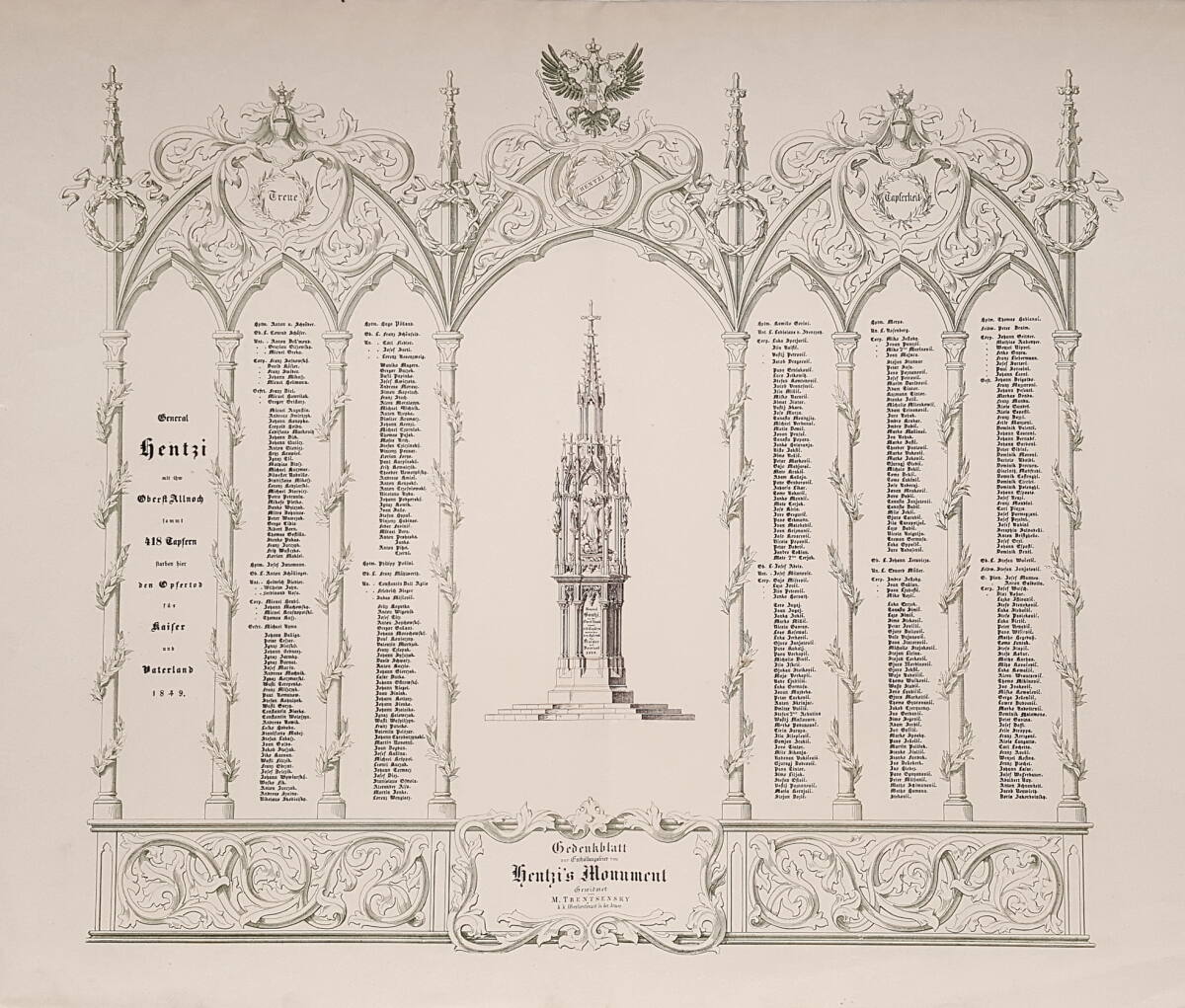 Anonym, "Gedenkblatt | zur Enthüllungsfeier von | Hentzi's Monument"