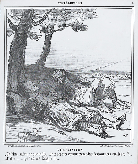 Honoré Daumier, Villégiature, from Nos Troupiers, published in Le Charivari, July 26, 1859