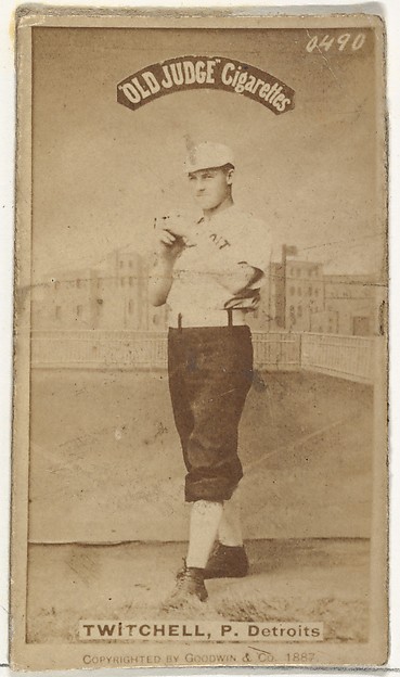 Goodwin & Company, Lawrence Grant "Larry" Twitchell, Pitcher, Detroit Wolverines, from the Old Judge series (N172) for Old Judge Cigarettes