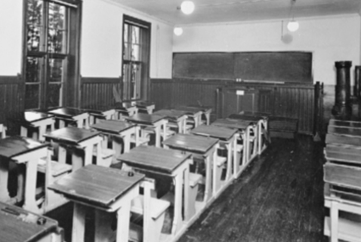 Anno Domkirkeodden, INTERIØR, KLASSEROM, HAMAR LÆRERHØGSKOLE, BRYSTPANEL