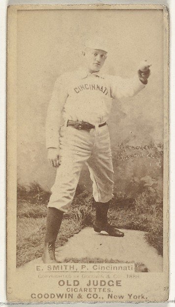 Goodwin & Company, Elmer Ellsworth "Mike" Smith, Pitcher, Cincinnati, from the Old Judge series (N172) for Old Judge Cigarettes