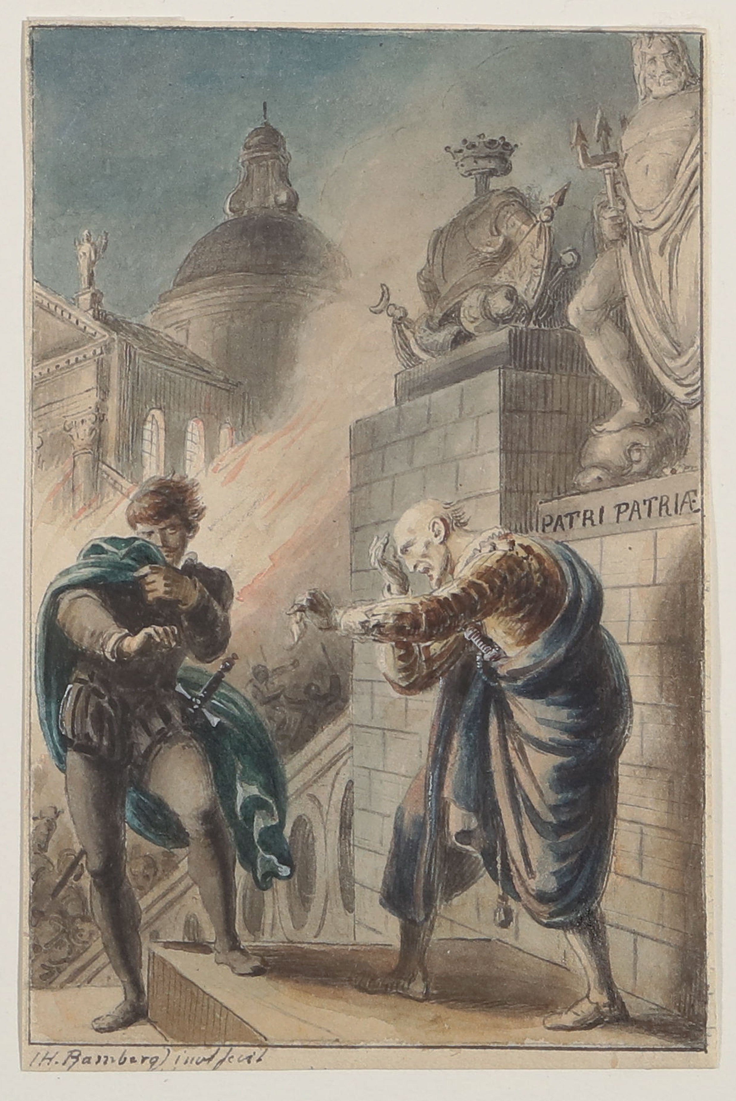 Johann Heinrich Ramberg, Die Haarlocke [Illustration zu Friedrich Schillers "Die Verschwörung des Fiesco zu Genua", 5. Aufzug, 14. Auftritt]