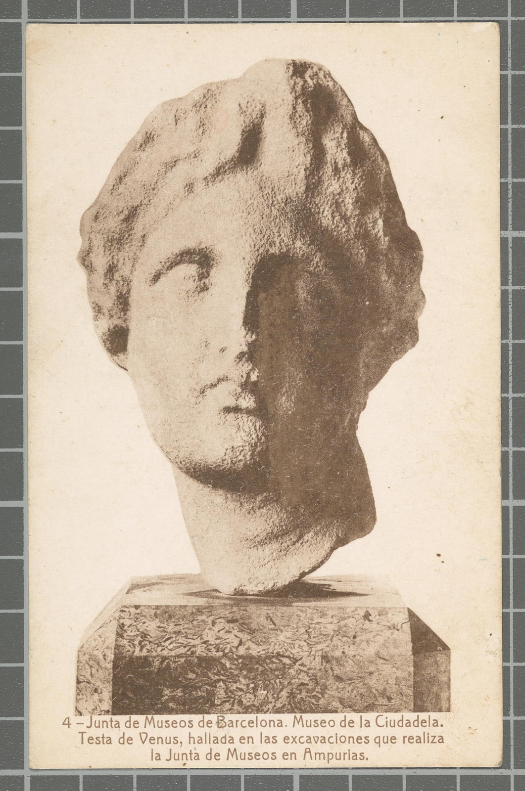Desconegut, 4 - Junta de Museos de Barcelona. Museo de la Ciudadela. Testa de Venus, hallada en las excavaciones que realiza la Junta de Museos en Ampurias