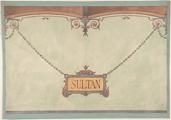 Jules-Edmond-Charles Lachaise, Design for Decorated "Sultan" Plaque for Stable Wall, Hôtel Candamo