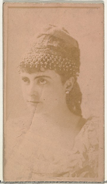 W. Duke, Sons & Co., [Actress wearing ornate cap], from the Actors and Actresses series (N145-8) issued by Duke Sons & Co. to promote Duke Cigarettes