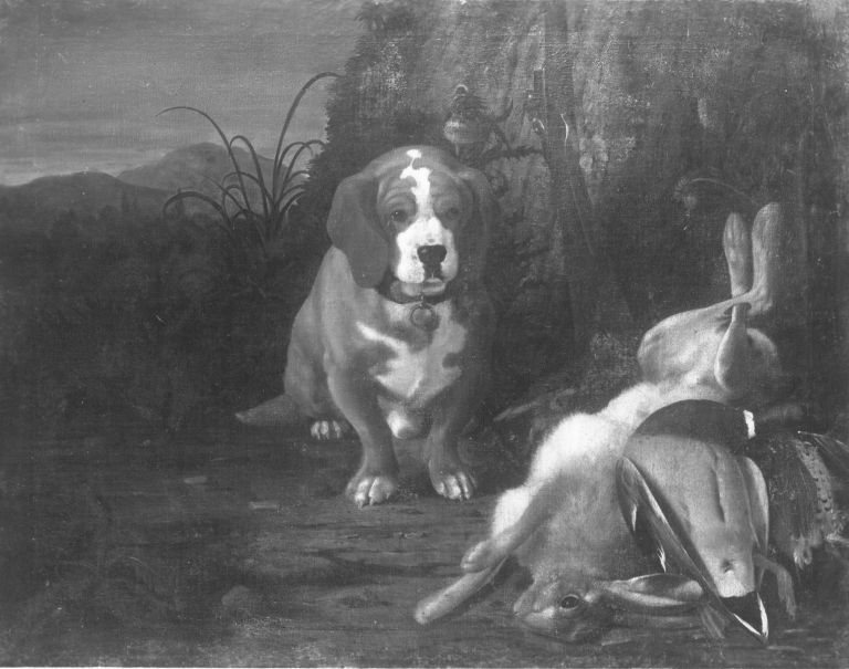 Johann Jacob Marchand, Dachshund mit totem Hasen und Wildente
