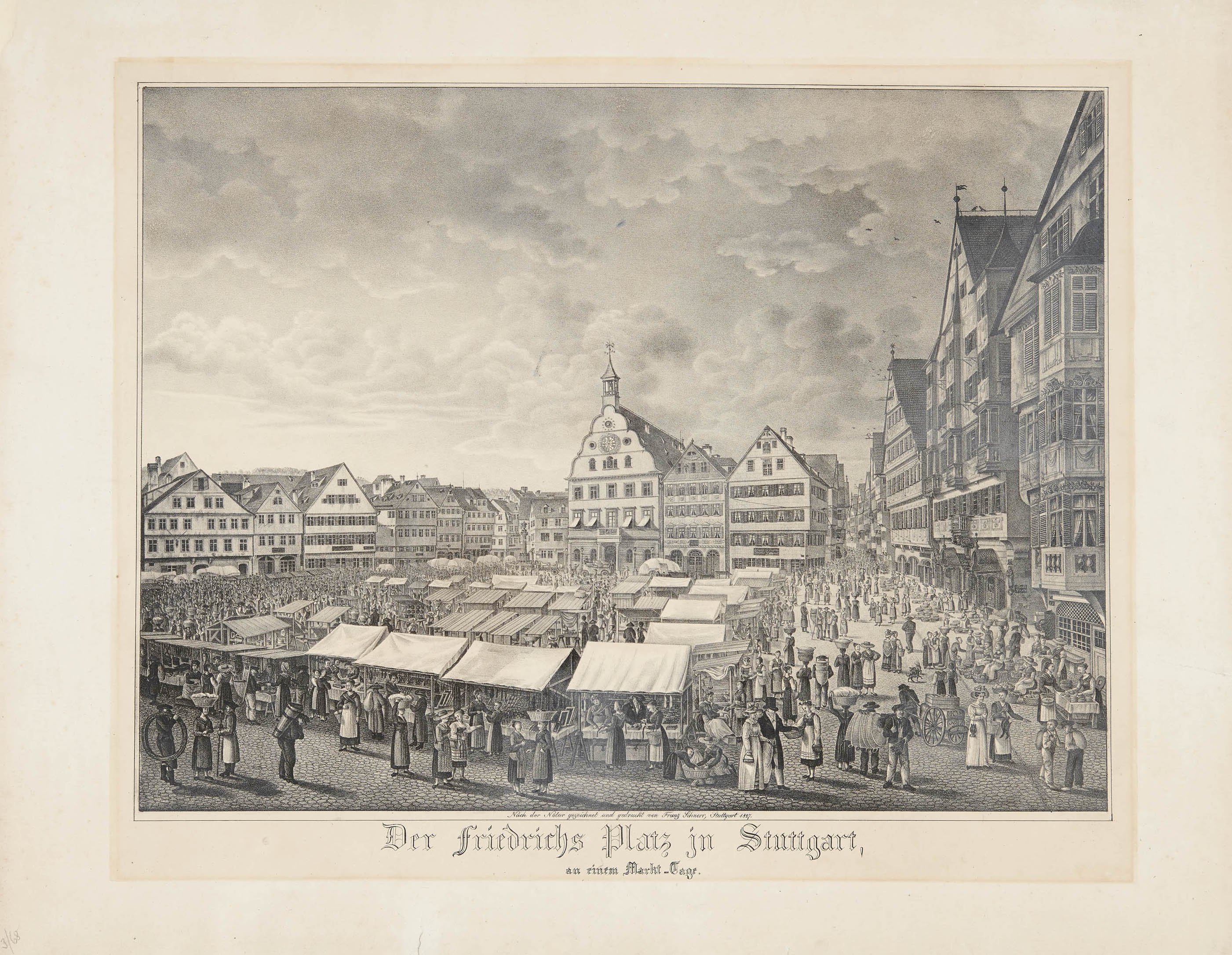 Franz Schnorr, "Der Friedrichs Platz in Stuttgart, an einem Markt-Tage."