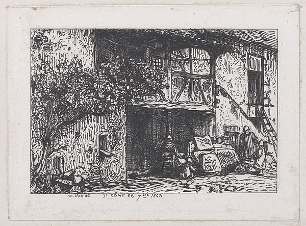 Charles Jacque, House at Saint-Cômte and Drinker at the Barrel