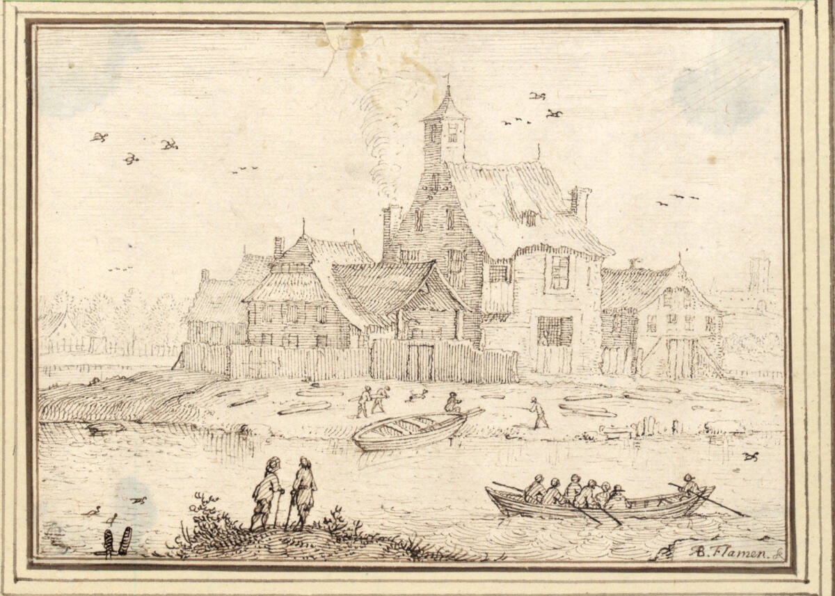 AlbertFlamen, Häusergruppe am Wasser (III-36)