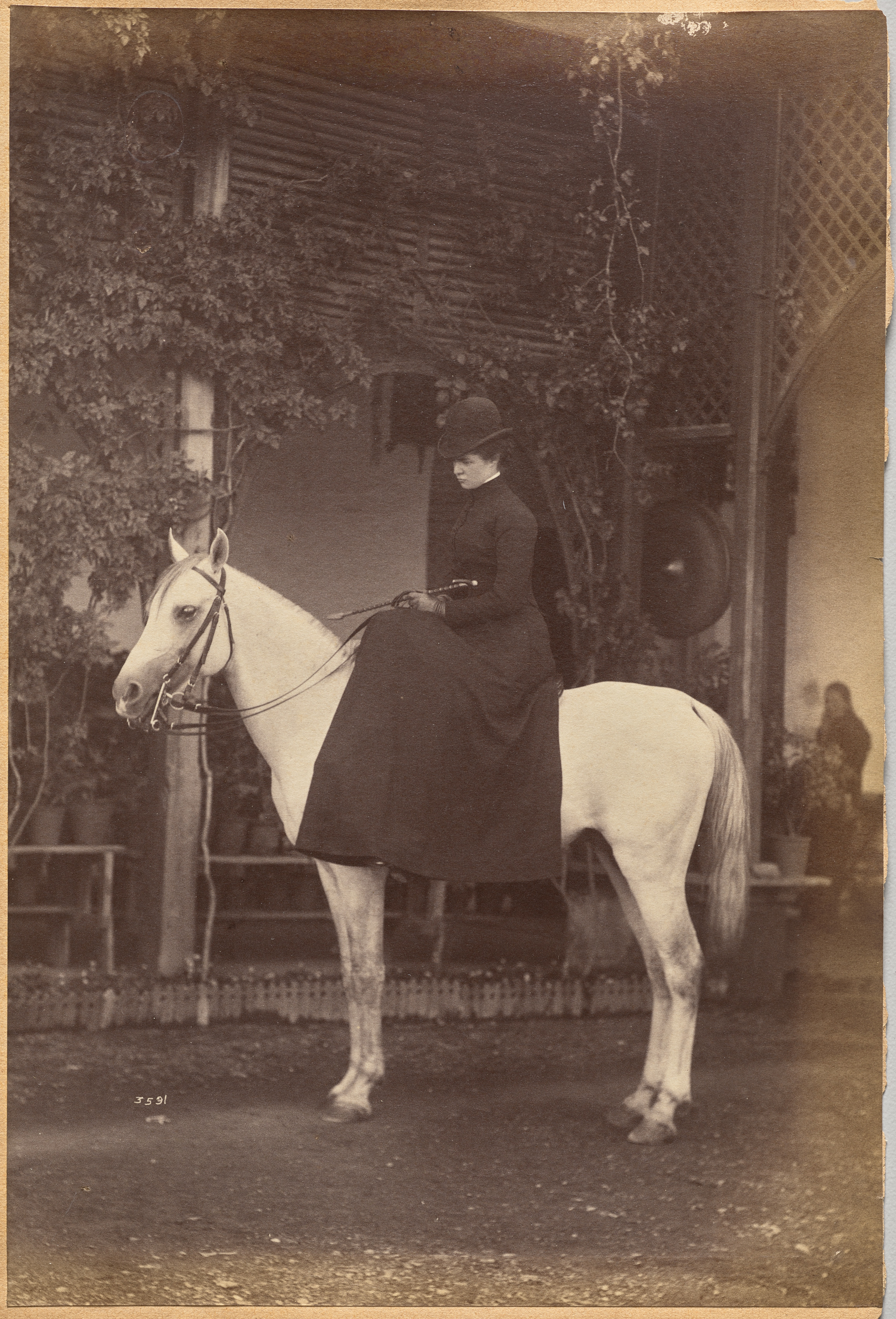Raja Deen Dayal, Untitled: Woman on horse (verso, right)
