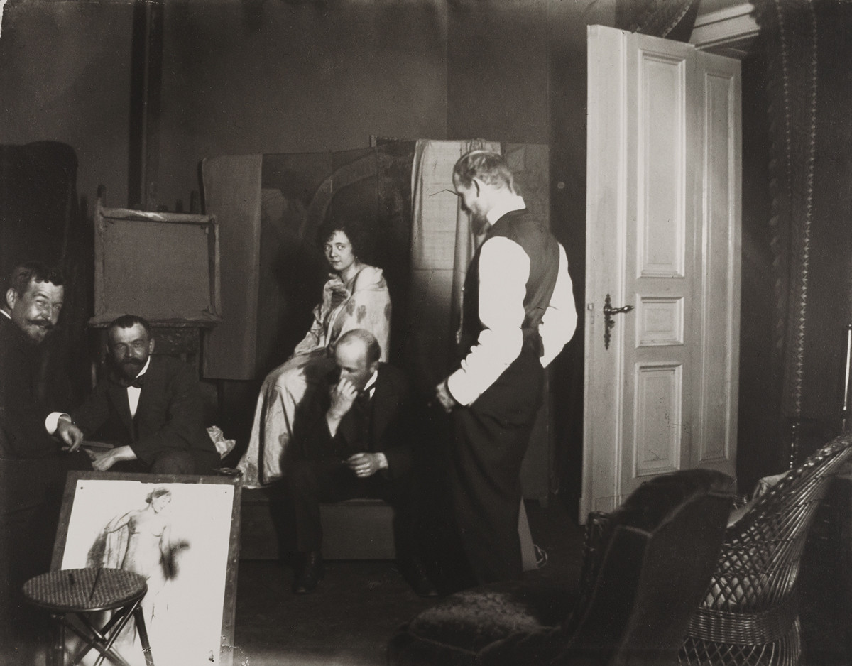 Heinrich Zille, Atelier-Szene mit Aktmodell
