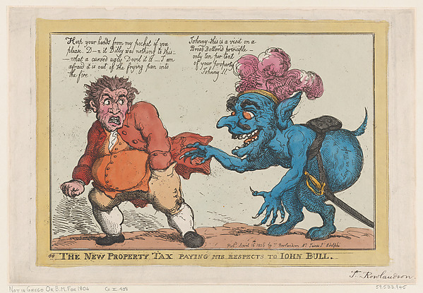 Thomas Rowlandson, The New  Property Tax Paying His Respects To John Bull