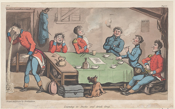 Thomas Rowlandson, Learning to Smoke and Drink Grog