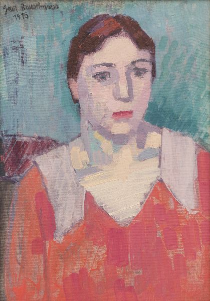 Jean Brusselmans, Young Woman in Red Dress