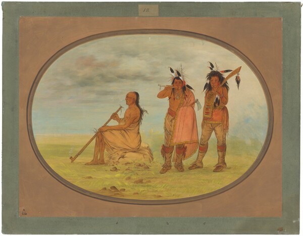 George Catlin, Old Menomonie Chief with Two Young Beaux