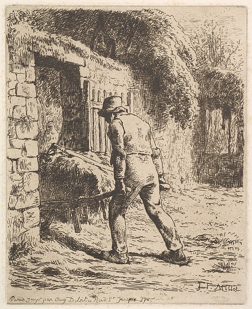 Jean-François Millet, Peasant Pushing a Wheelbarrow