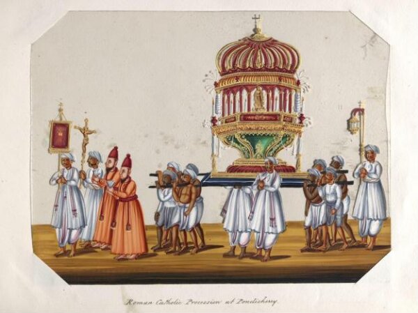 Unknown, One of twenty mica paintings depicting Hindu deities and festival processions with decorated cars.