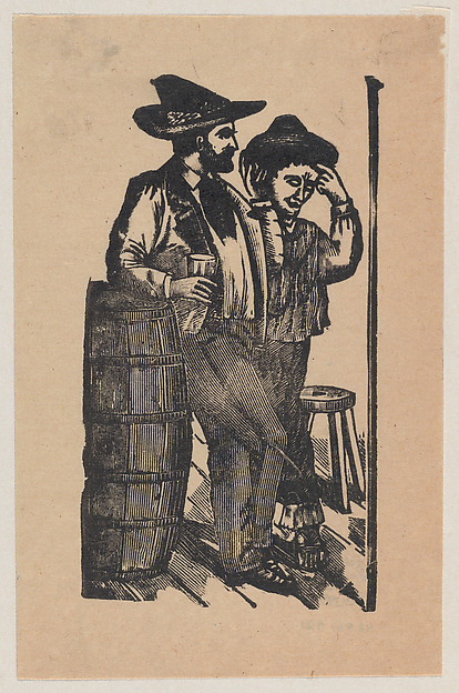 José Guadalupe Posada, Two men leaning on a barrel and drinking