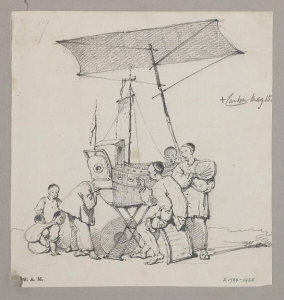 George Chinnery, Show box in the form of a junk, Canton