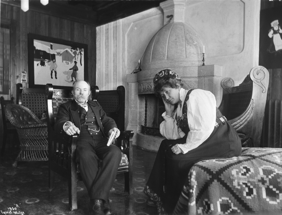 Anders Beer Wilse, Prot: Arne Garborg og Frue i Peisestuen 29/12 1910