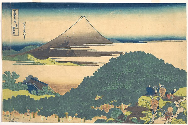Katsushika Hokusai, Cushion Pine at Aoyama (Aoyama enza no matsu), from the series Thirty-six Views of Mount Fuji (Fugaku sanjūrokkei)