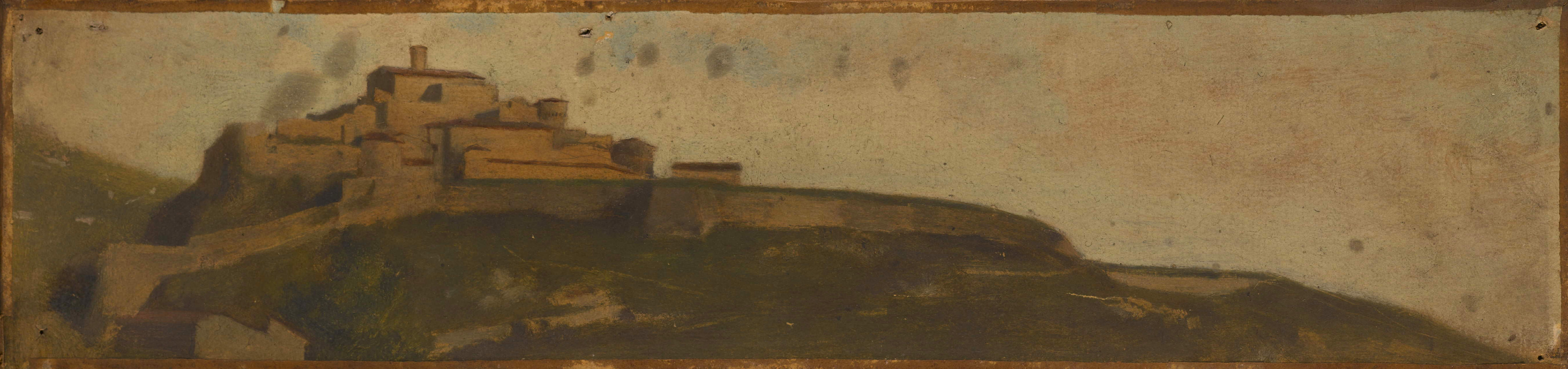 Jean-Jacques Henner, Paysage d'Italie, village fortifié sur la colline