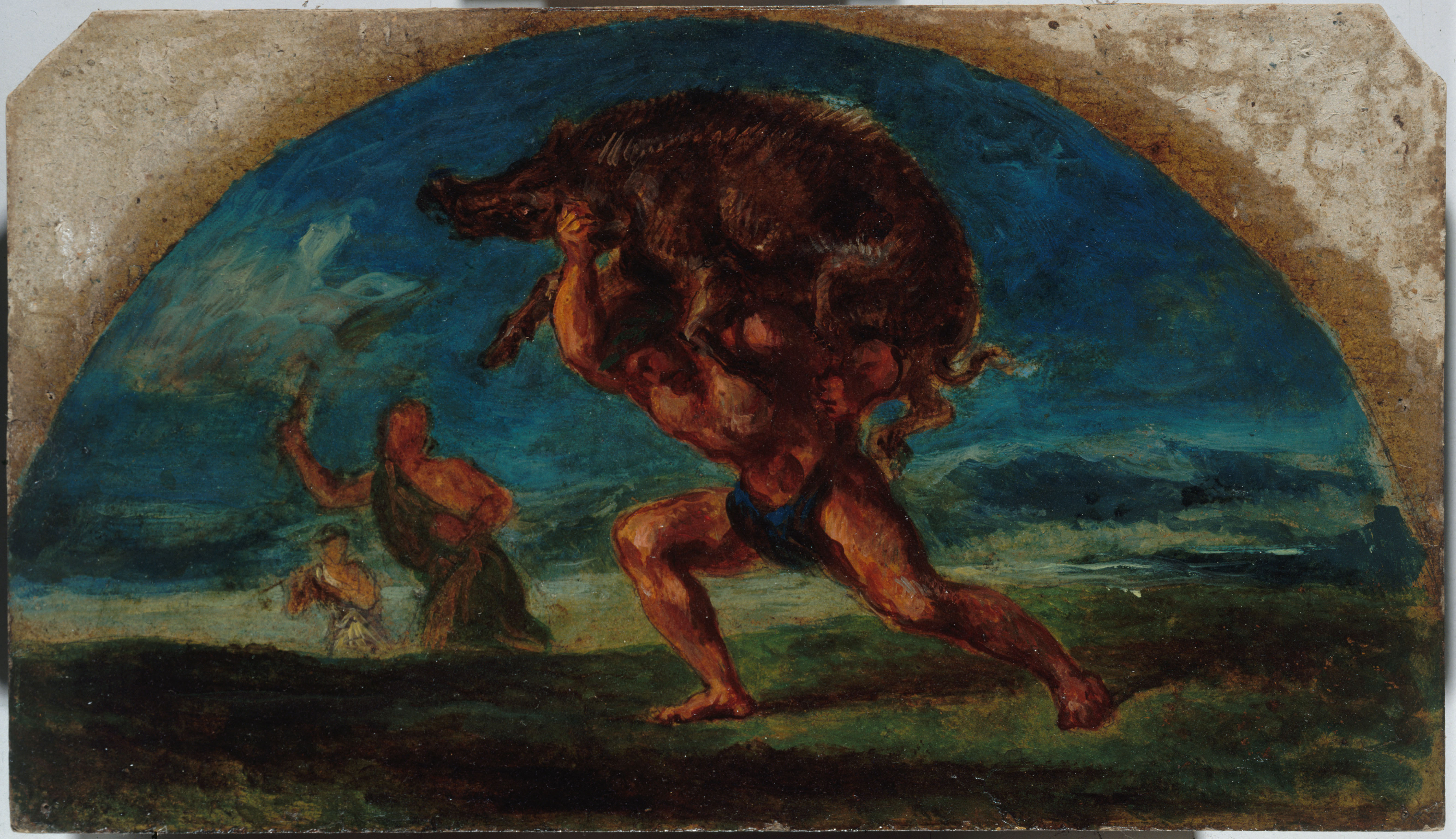 Pierre Andrieu, Esquisse pour le salon de la Paix de l'Hôtel de Ville de Paris : Hercule et le Sanglier d'Erymanthe, d'après Delacroix