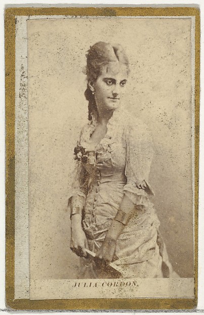 Allen & Ginter, Julia Cordon, from the Actresses and Celebrities series (N60, Type 2) promoting Little Beauties Cigarettes for Allen & Ginter brand tobacco products