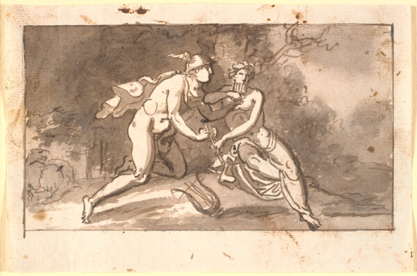 Nicolai Abildgaard, Hermes lærer en ung mand (Apollo ?) at spille på fløjte