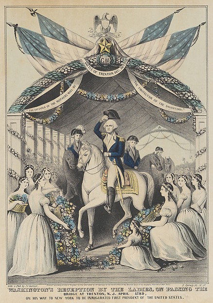 Nathaniel Currier, Washington's Reception by the Ladies on Passing the Bridge at Trenton, N.J., April 1789, on His Way to New York to be Inaugurated First President of the United States