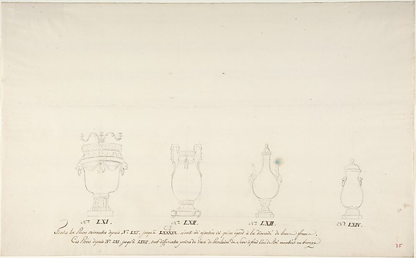 Anonymous, French, 18th century, Design for Four Vases