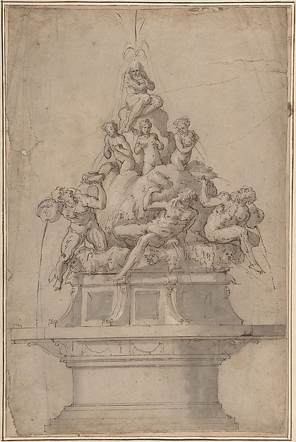 Giorgio Vasari, Design for a Fountain with Rivergods and Nymphs