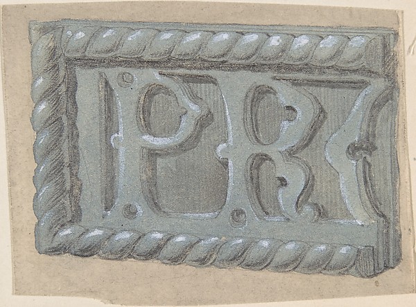 Anonymous, British, 19th century, Metal object, with initials "PR", for a church