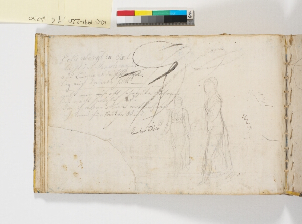 C.W. Eckersberg, To gående kvindefigurer i empiredragter