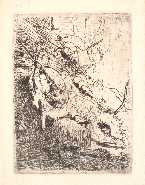 Rembrandt van Rijn, Den lille løvejagt, med én løve