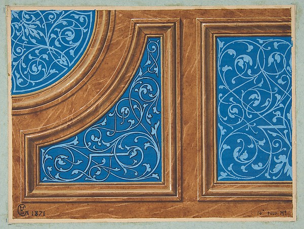 Jules-Edmond-Charles Lachaise, Partial design for wood panneling inlaid with painted panels