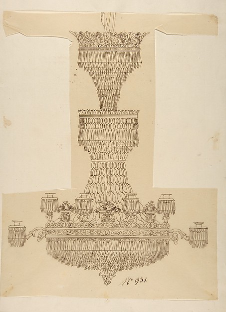 Anonymous, French, 19th century, Design for a Chandelier